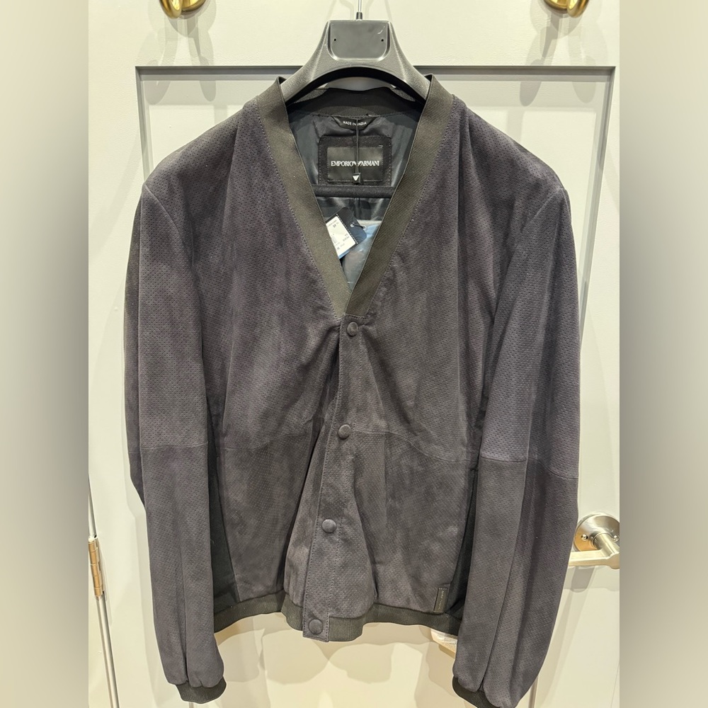 Emporio Armani Suede Bomber/Varsity Jacket - 48 (Small)
